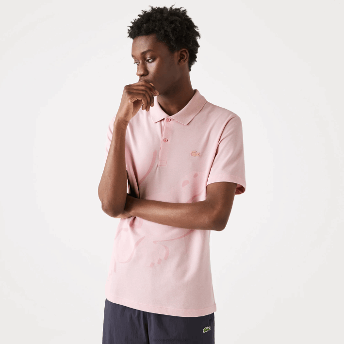 hombres Lacoste 6F24932 rosa polo regular fit de algodón orgánico elástico