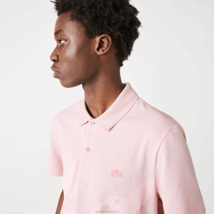 hombres Lacoste 6F24932 rosa polo regular fit de algodón orgánico elástico