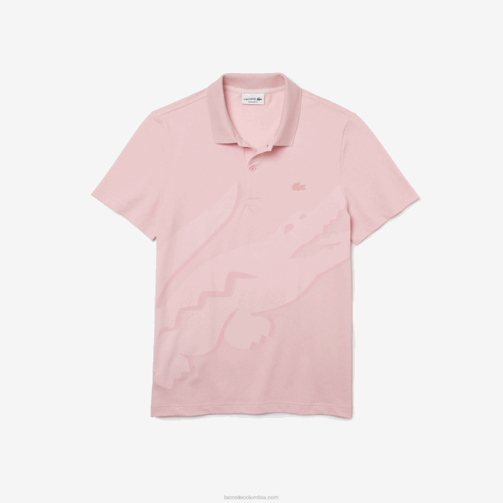 hombres Lacoste 6F24932 rosa polo regular fit de algodón orgánico elástico