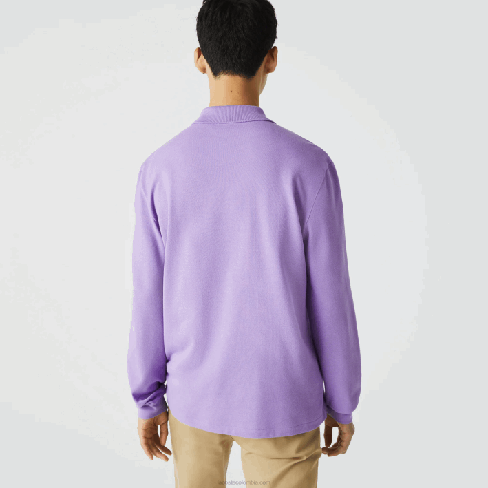 hombres Lacoste 6F24945 púrpura gfu polo de manga larga original l.12.12