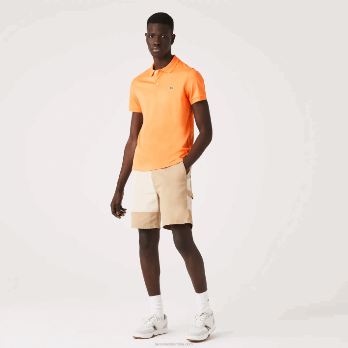 hombres Lacoste 6F24946 naranja npb polo de algodón pima regular fit