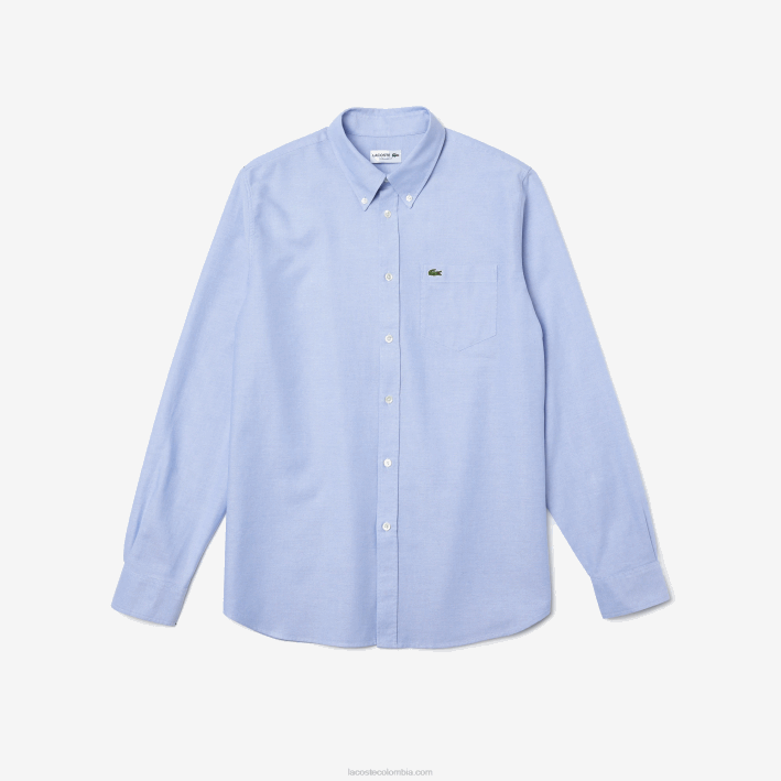 hombres Lacoste 6F241466 hbp azul camisa regular fit de algodón oxford
