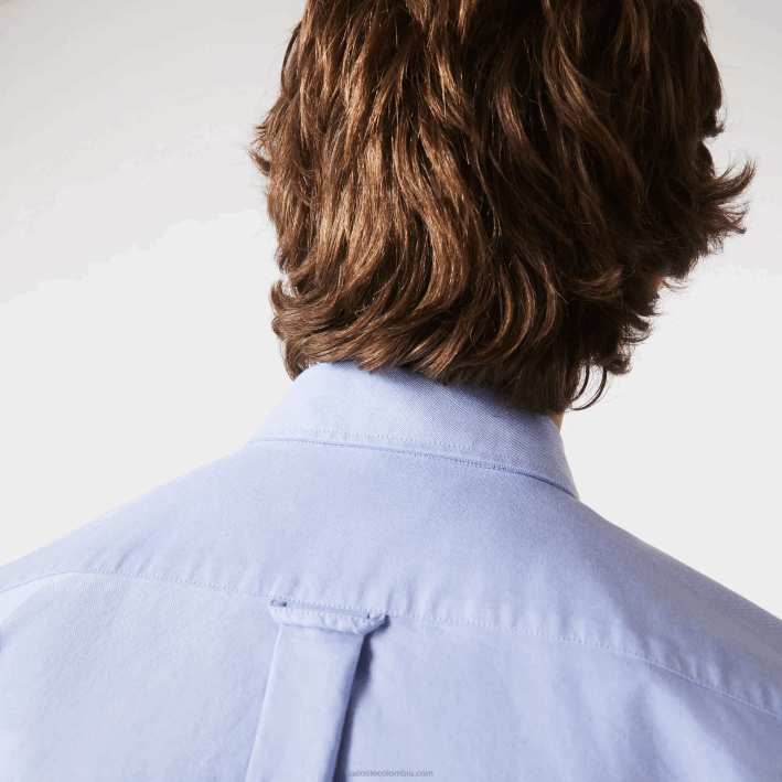 hombres Lacoste 6F241466 hbp azul camisa regular fit de algodón oxford