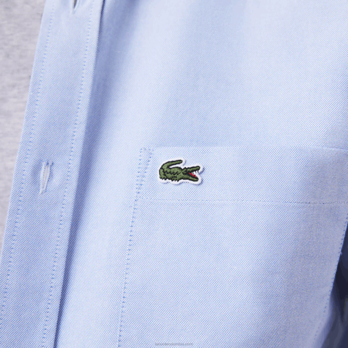 hombres Lacoste 6F241466 hbp azul camisa regular fit de algodón oxford