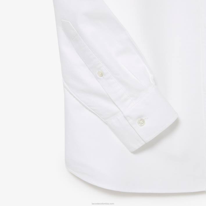 hombres Lacoste 6F241467 blanco 001 camisa regular fit de algodón oxford