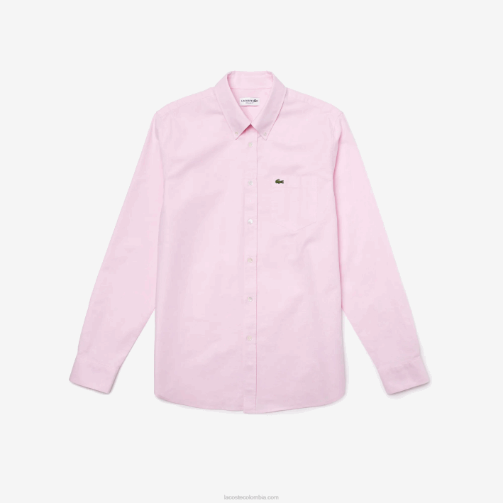 hombres Lacoste 6F241468 ady rosa claro camisa regular fit de algodón oxford