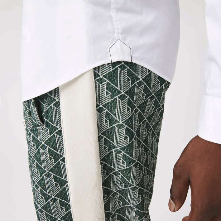 hombres Lacoste 6F241488 blanco 001 camisa slim fit de popelín de algodón elástico