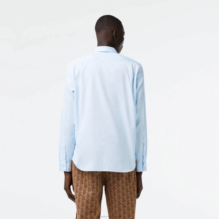hombres Lacoste 6F241493 hbp azul camisa de corte regular de algodón premium