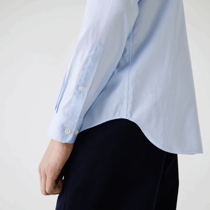 hombres Lacoste 6F241493 hbp azul camisa de corte regular de algodón premium