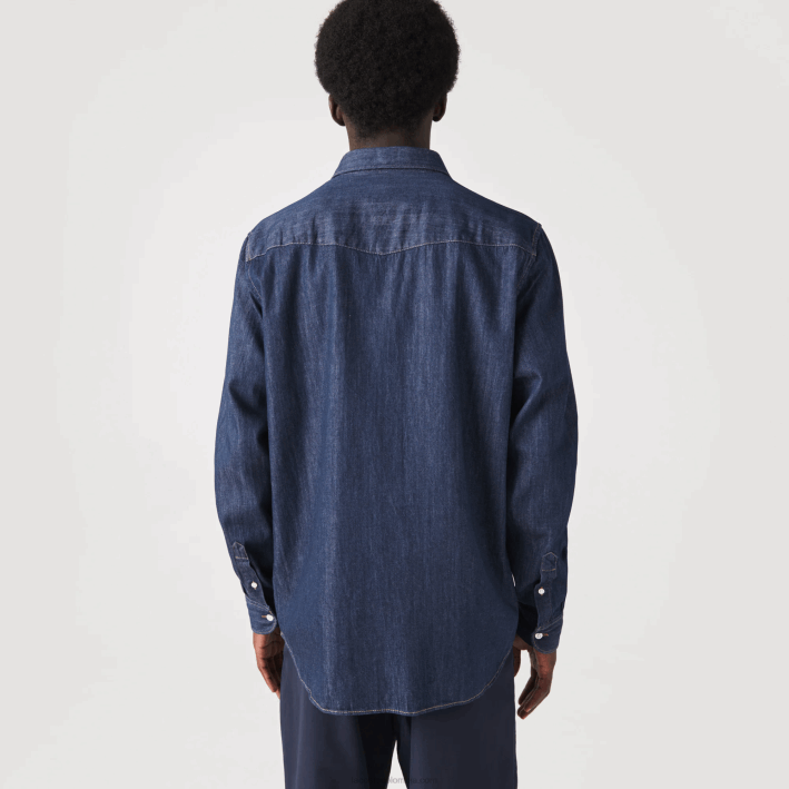 hombres Lacoste 6F241503 gris qjh camisa vaquera regular fit de algodón orgánico