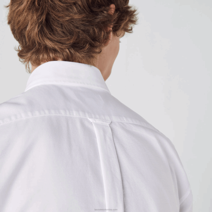 hombres Lacoste 6F241526 blanco 001 camisa regular fit de algodón oxford