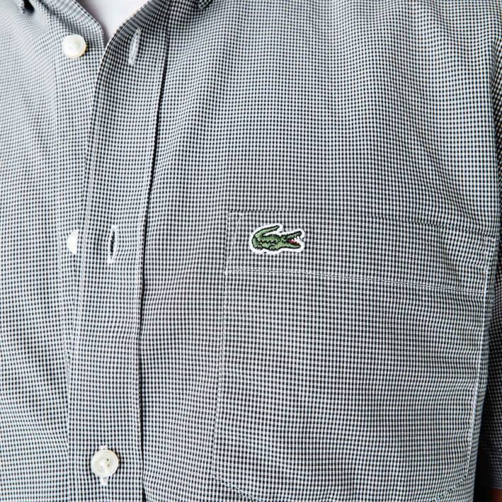 hombres Lacoste 6F241552 blanco azul marino 522 camisa de cuadros vichy regular fit