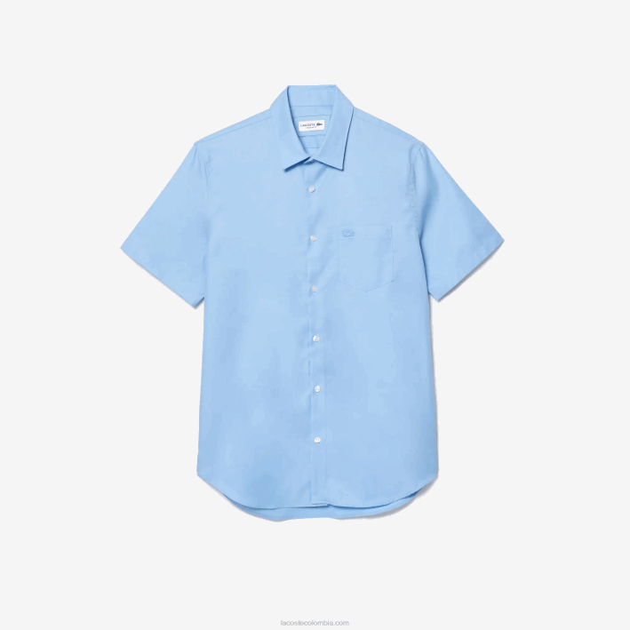 hombres Lacoste 6F241562 hbp azul camisa regular fit de algodón liso