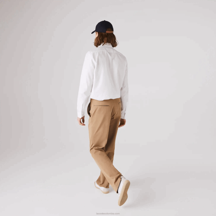 hombres Lacoste 6F241614 blanco 001 camisa regular fit de popelina de algodón