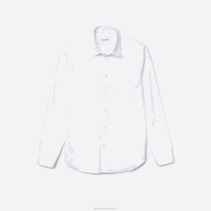 hombres Lacoste 6F241614 blanco 001 camisa regular fit de popelina de algodón