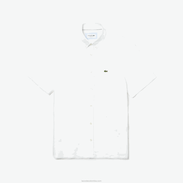 hombres Lacoste 6F241646 blanco 001 camisa de lino regular fit