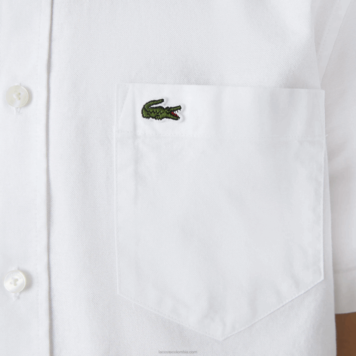 hombres Lacoste 6F24450 blanco 001 camisa regular fit de algodón