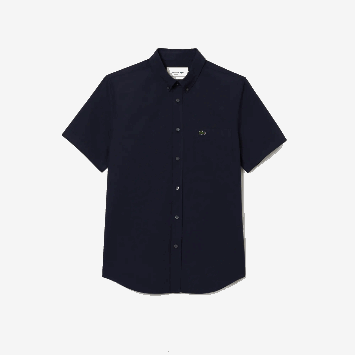 hombres Lacoste 6F24452 azul marino 423 camisa regular fit de algodón