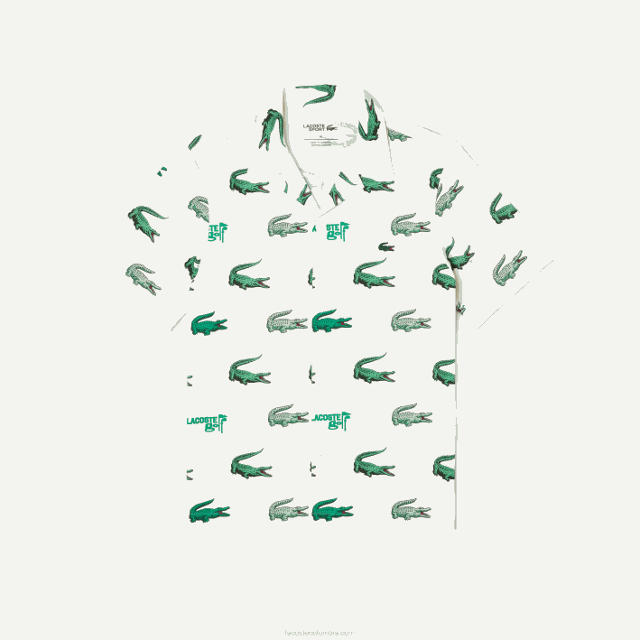 hombres Lacoste 6F24473 blanco 70v camisa de manga corta con estampado de golf