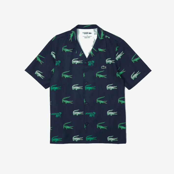 hombres Lacoste 6F24474 azul marino 166 camisa de manga corta con estampado de golf