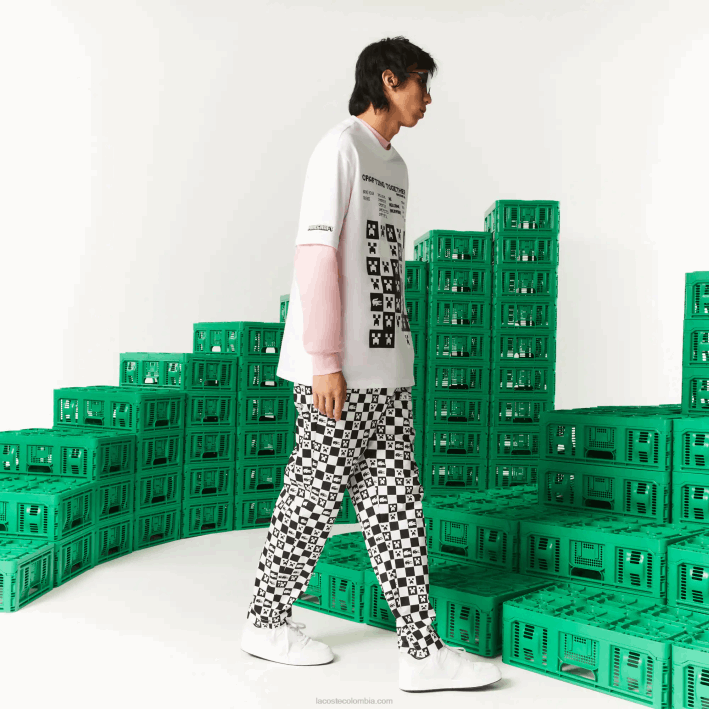 hombres6F24853 blanco 001 camiseta de corte holgado de algodón orgánico lacoste x minecraft