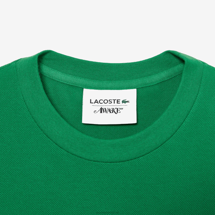 hombres6F24892 yo verde camiseta de piqué de algodón con logo lacoste x wake ny