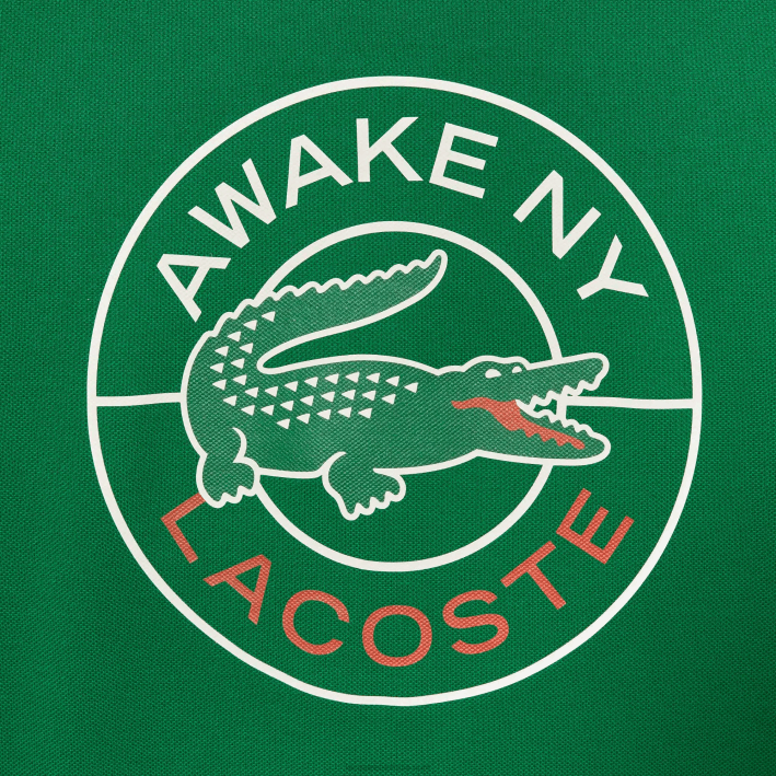 hombres6F24892 yo verde camiseta de piqué de algodón con logo lacoste x wake ny