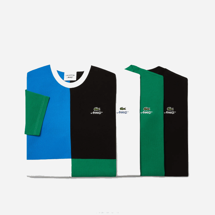 hombres6F24892 yo verde camiseta de piqué de algodón con logo lacoste x wake ny