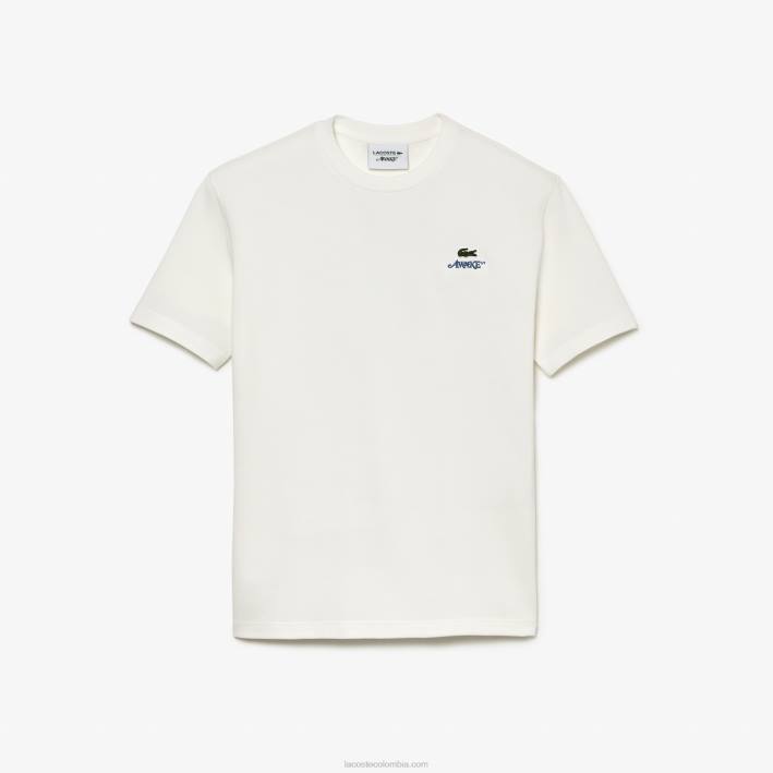 hombres6F24893 blanco 70v camiseta de piqué de algodón con logo lacoste x wake ny