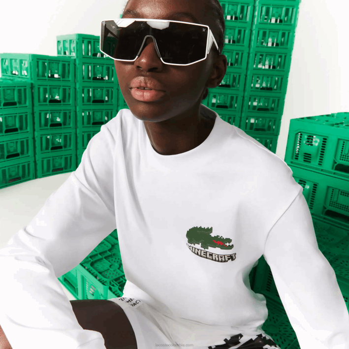 hombres6F24939 blanco 001 camiseta lacoste x minecraft algodón orgánico