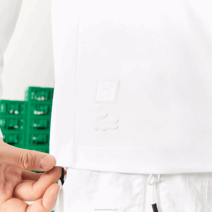 hombres6F24939 blanco 001 camiseta lacoste x minecraft algodón orgánico