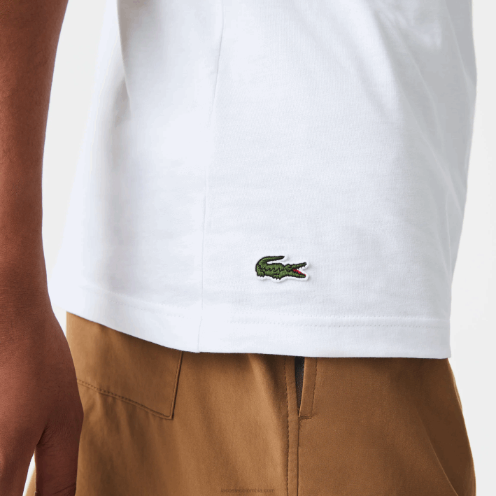 hombres Lacoste 6F24106 blanco 001 camiseta de corte regular