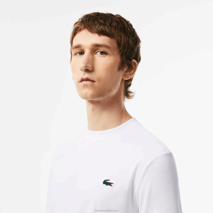 hombres Lacoste 6F24119 blanco 001 camiseta sport slim fit de punto elástico