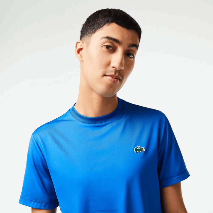 hombres Lacoste 6F24120 kxb azul camiseta sport slim fit de punto elástico