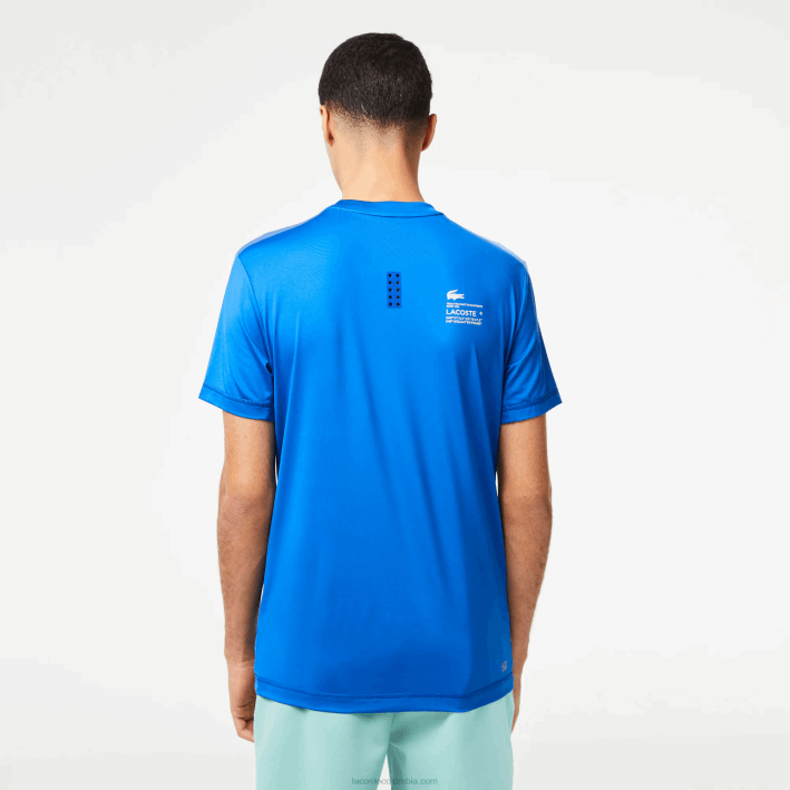 hombres Lacoste 6F24120 kxb azul camiseta sport slim fit de punto elástico