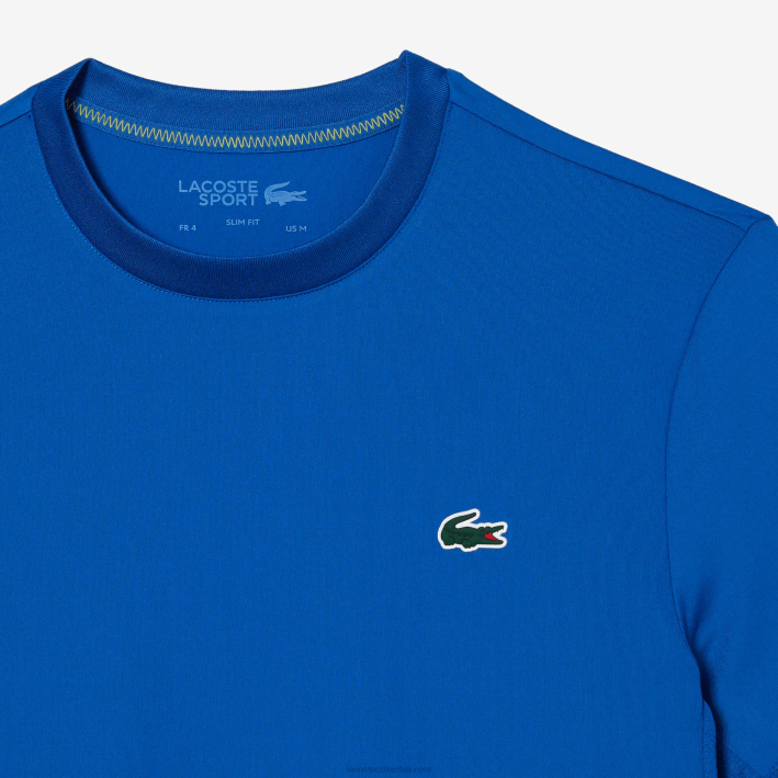 hombres Lacoste 6F24120 kxb azul camiseta sport slim fit de punto elástico