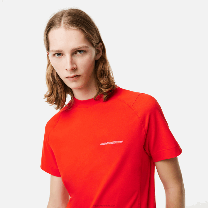 hombres Lacoste 6F24121 rojo s5h camiseta slim fit de piqué de algodón orgánico