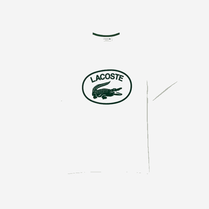 hombres Lacoste 6F24132 blanco verde 737 camiseta de algodón con logo tono sobre tono