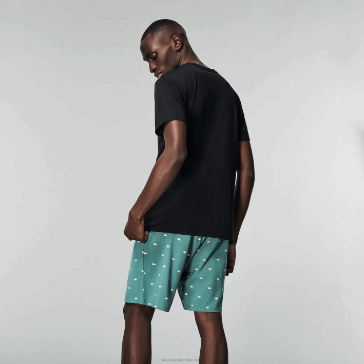 hombres Lacoste 6F241336 negro 031 Pack de 3 camisetas de salón de algodón con cuello de pico