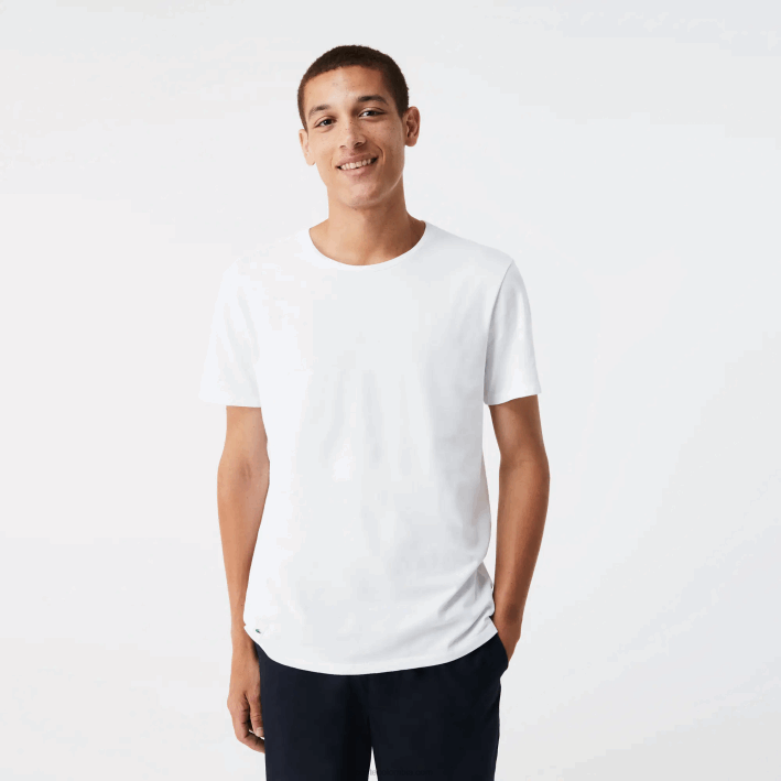 hombres Lacoste 6F241350 blanco 001 Pack de 3 camisetas de algodón con cuello redondo