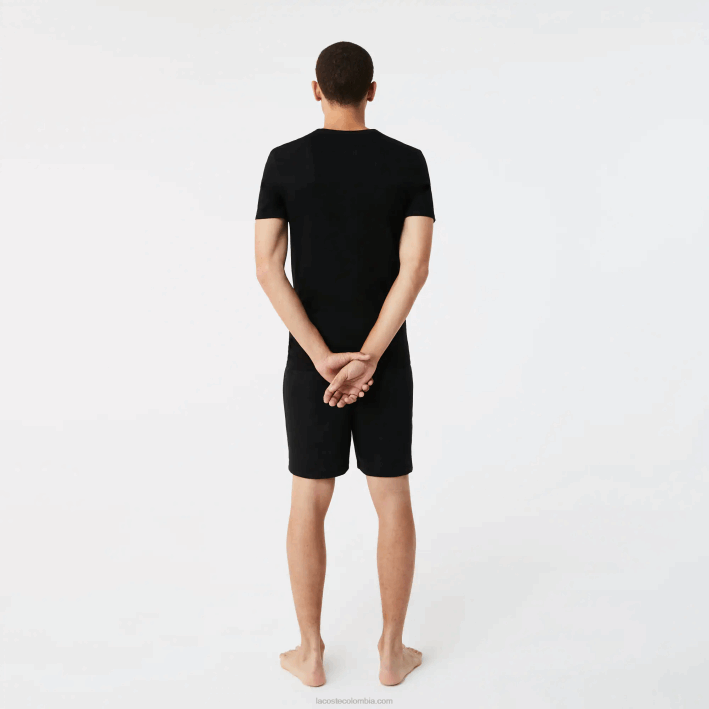 hombres Lacoste 6F241351 negro 031 Pack de 3 camisetas de algodón con cuello redondo