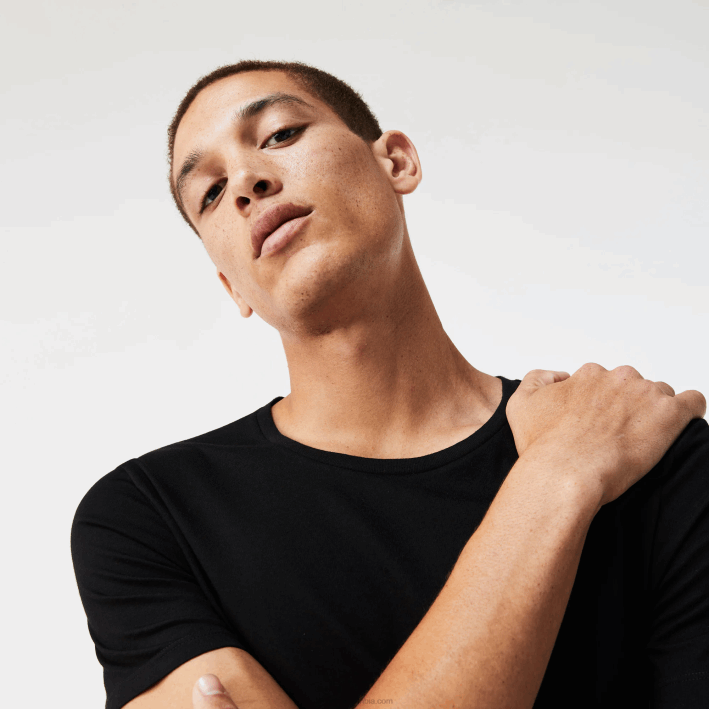 hombres Lacoste 6F241351 negro 031 Pack de 3 camisetas de algodón con cuello redondo