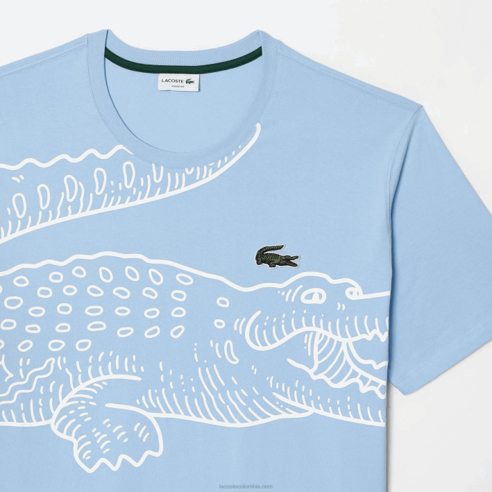 hombres Lacoste 6F24135 hbp azul camiseta de corte holgado de algodón - tallas grandes - alta