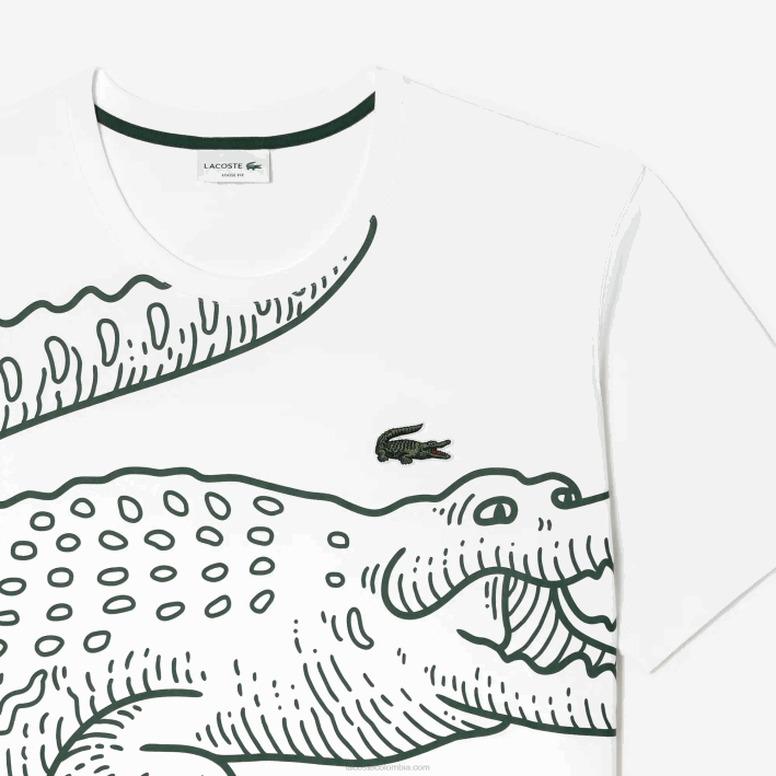 hombres Lacoste 6F24136 blanco 001 camiseta de corte holgado de algodón - tallas grandes - alta