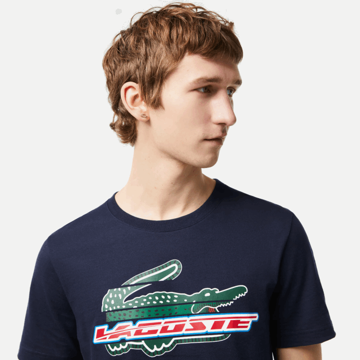 hombres Lacoste 6F24142 azul marino 166 camiseta sport regular fit de algodón orgánico