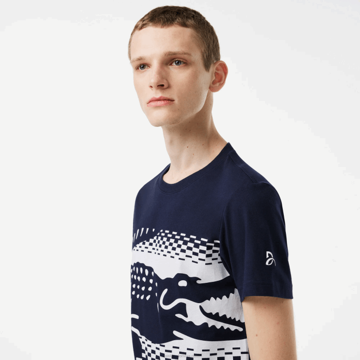 hombres Lacoste 6F24153 azul marino 166 camiseta tenis x novak djokovic