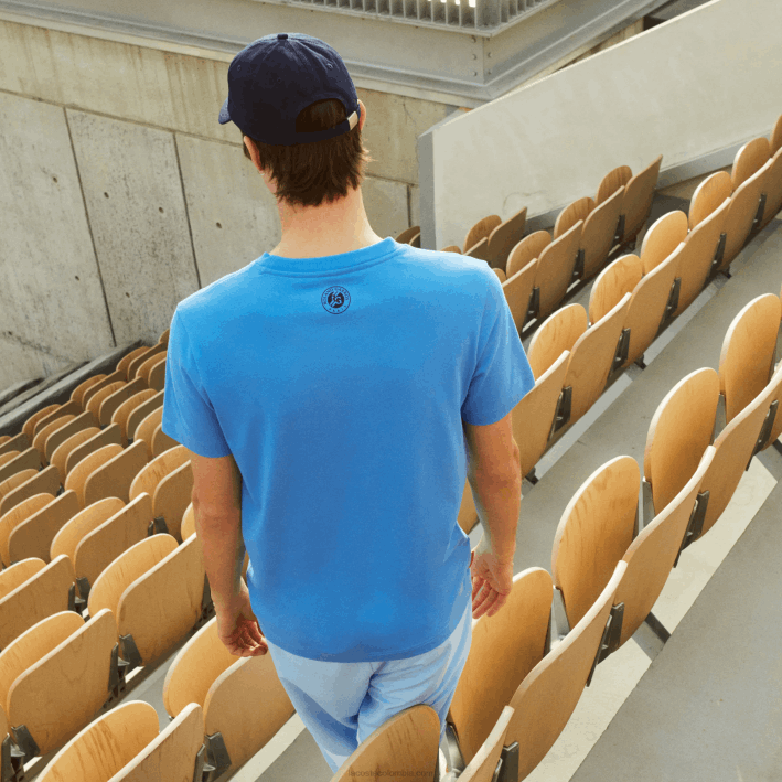 hombres Lacoste 6F241601 azul marino yd2 camiseta sport roland garros algodón orgánico