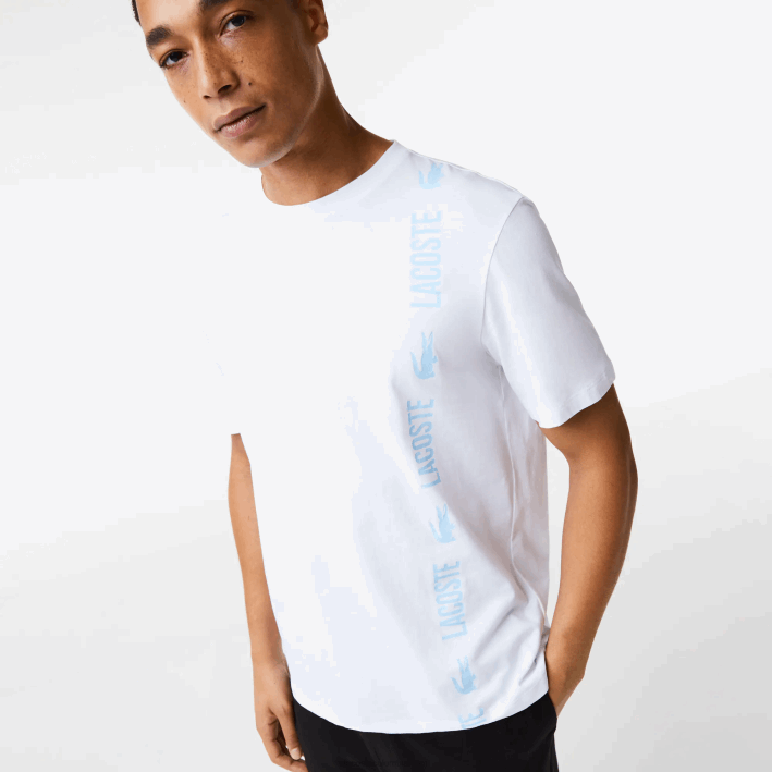 hombres Lacoste 6F241627 blanco 001 playera de corte holgado con cocodrilo de la marca