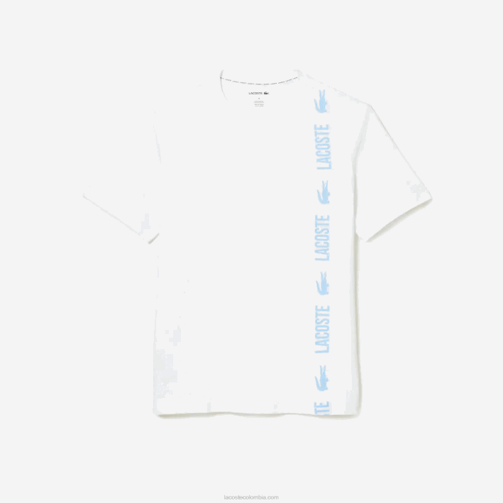 hombres Lacoste 6F241627 blanco 001 playera de corte holgado con cocodrilo de la marca