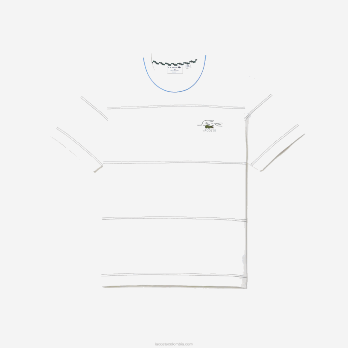 hombres Lacoste 6F24182 blanco 70v playera a rayas de jersey de algodón orgánico